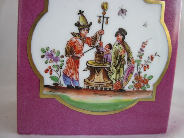 Schöne Meissen Teedose mit vielen Indischen Blumen und Chinoiserie