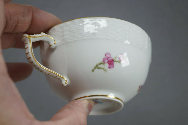 KPM Berlin Hand Painted Dresden Floral Butterfly & Gold Tea Cup & Saucer D