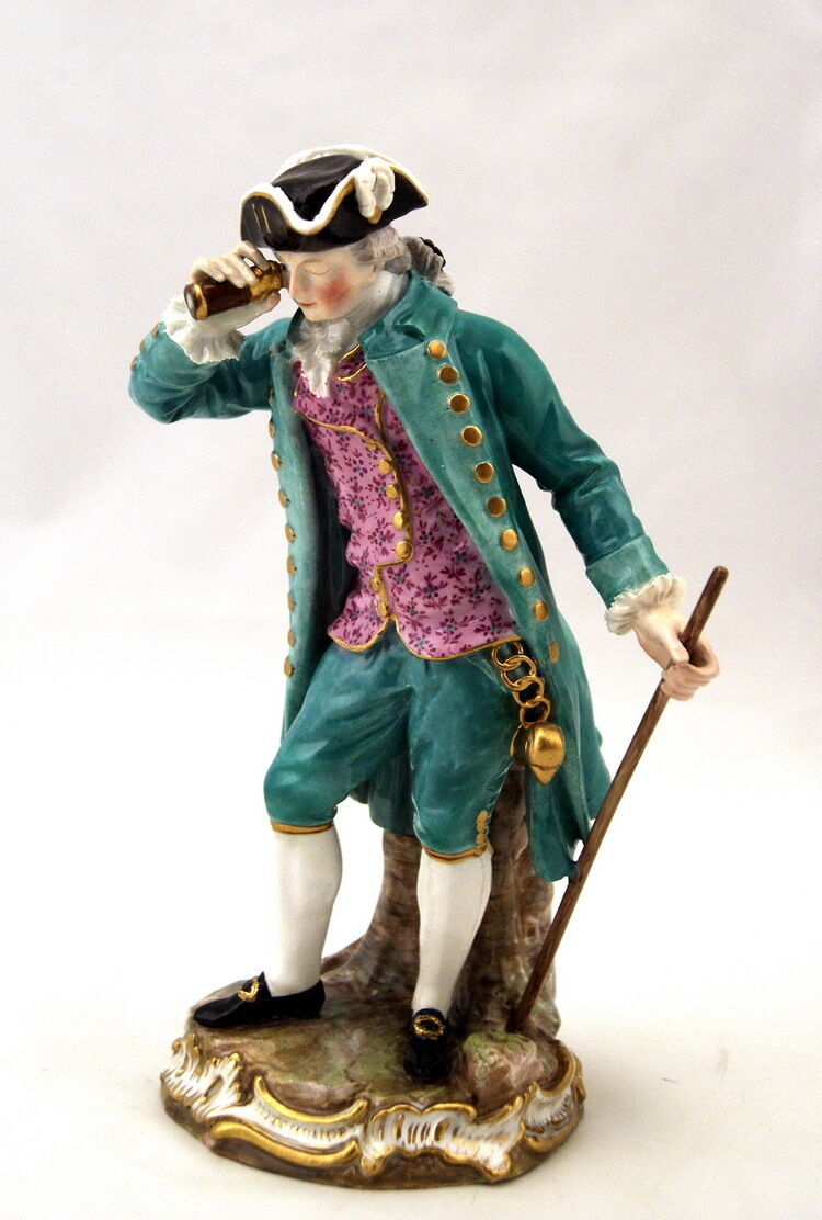 SELTENE MEISSEN FIGUR KAPITÄNS MIT FERNGLAS CAPTAIN WITH SPYGLASS MNR:D65 UM1830
