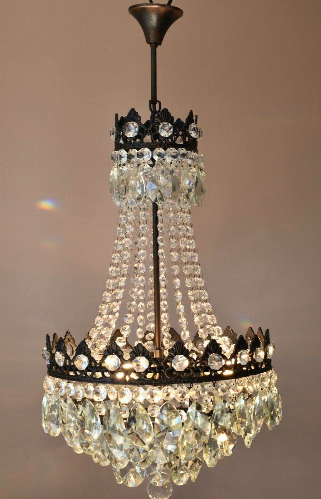 Antique/ Vintage Lighting, Old Crystal Chandelier,Hom