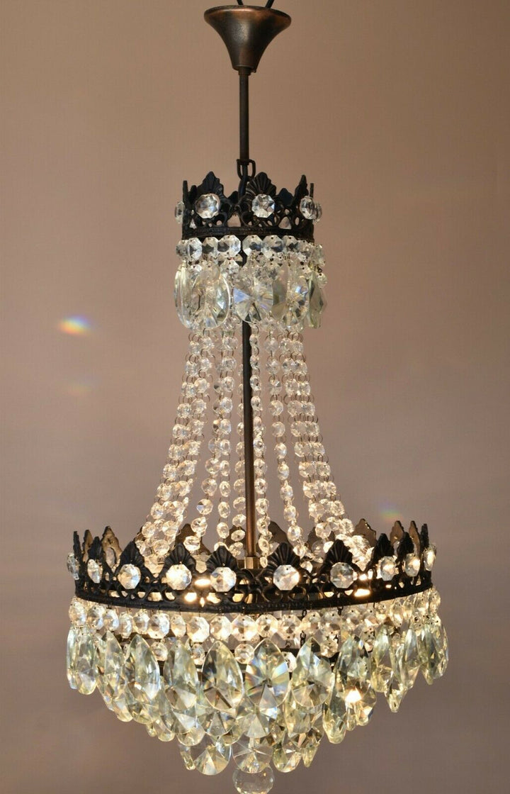 Antique/ Vintage Lighting, Old Crystal Chandelier,Hom