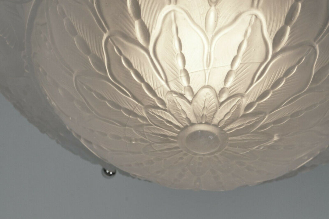 PETITOT : FRENCH 1930 ART DECO PENDANT . chandelier 1925 lamp muller era France