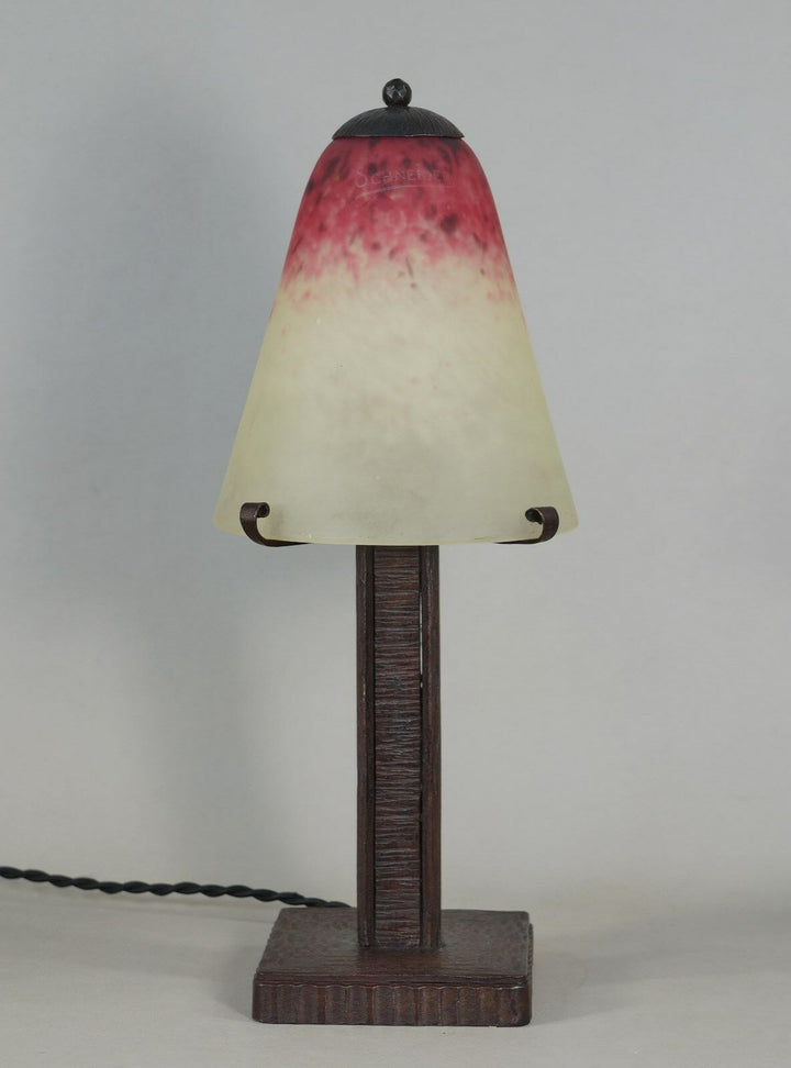 SCHNEIDER : FRENCH ART DECO LAMP 1930 .......... wrought iron .. muller era 1925