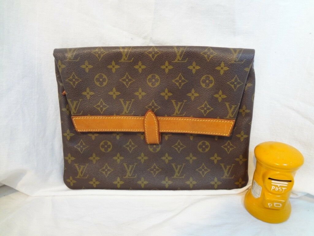 Auth Louis Vuitton Monogram Document case Porch Briefcase Bag LV82