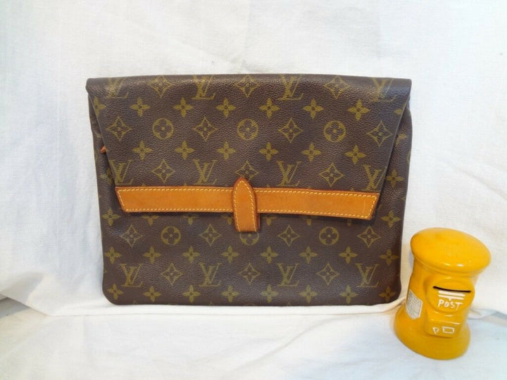 Auth Louis Vuitton Monogram Document case Porch Briefcase Bag LV82