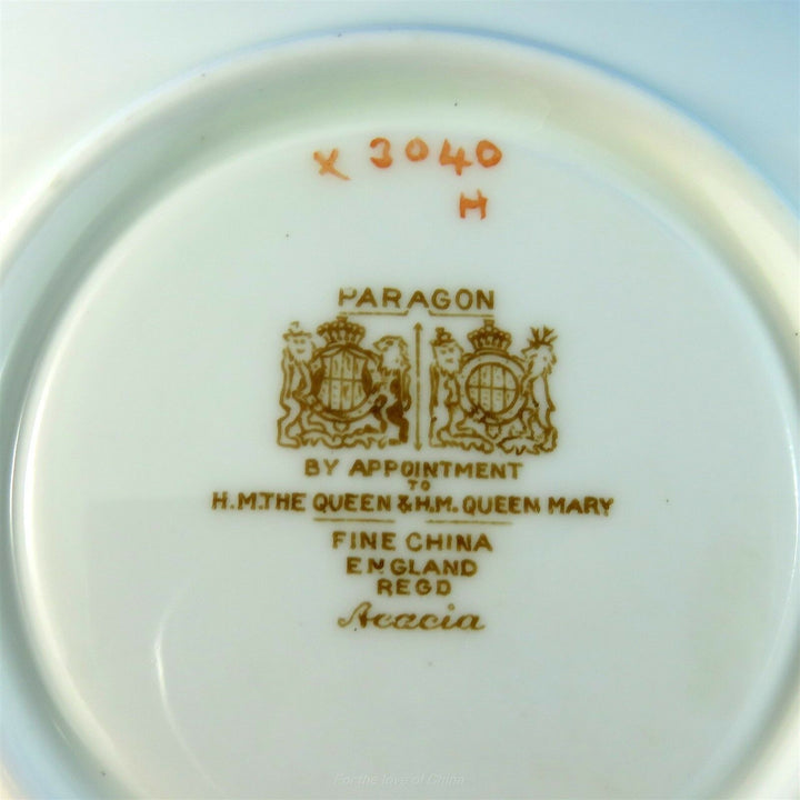 パラゴン　ヴィンテージ　イエロー＆グリーンアカシアの花　カップ&ソーサー