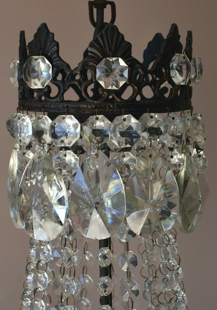 Antique/ Vintage Lighting, Old Crystal Chandelier,Hom