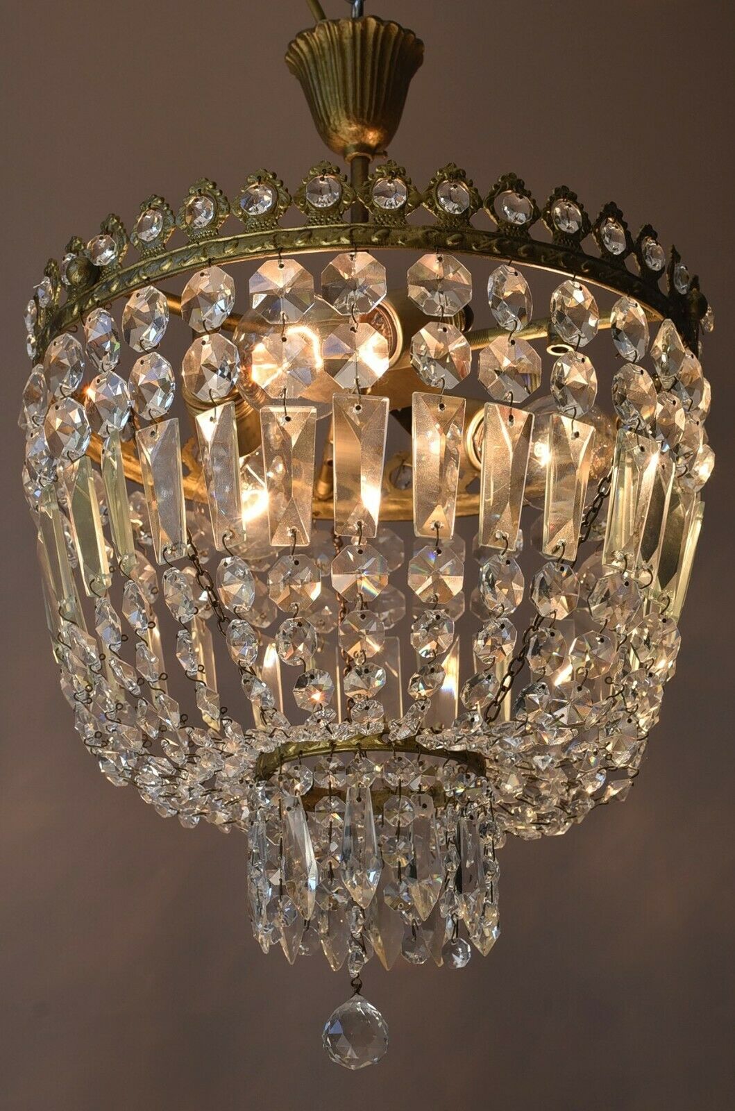 Purse Antique Flush lamp / Vintage Crystal Chandelier, Home Lighting Brass LAMP
