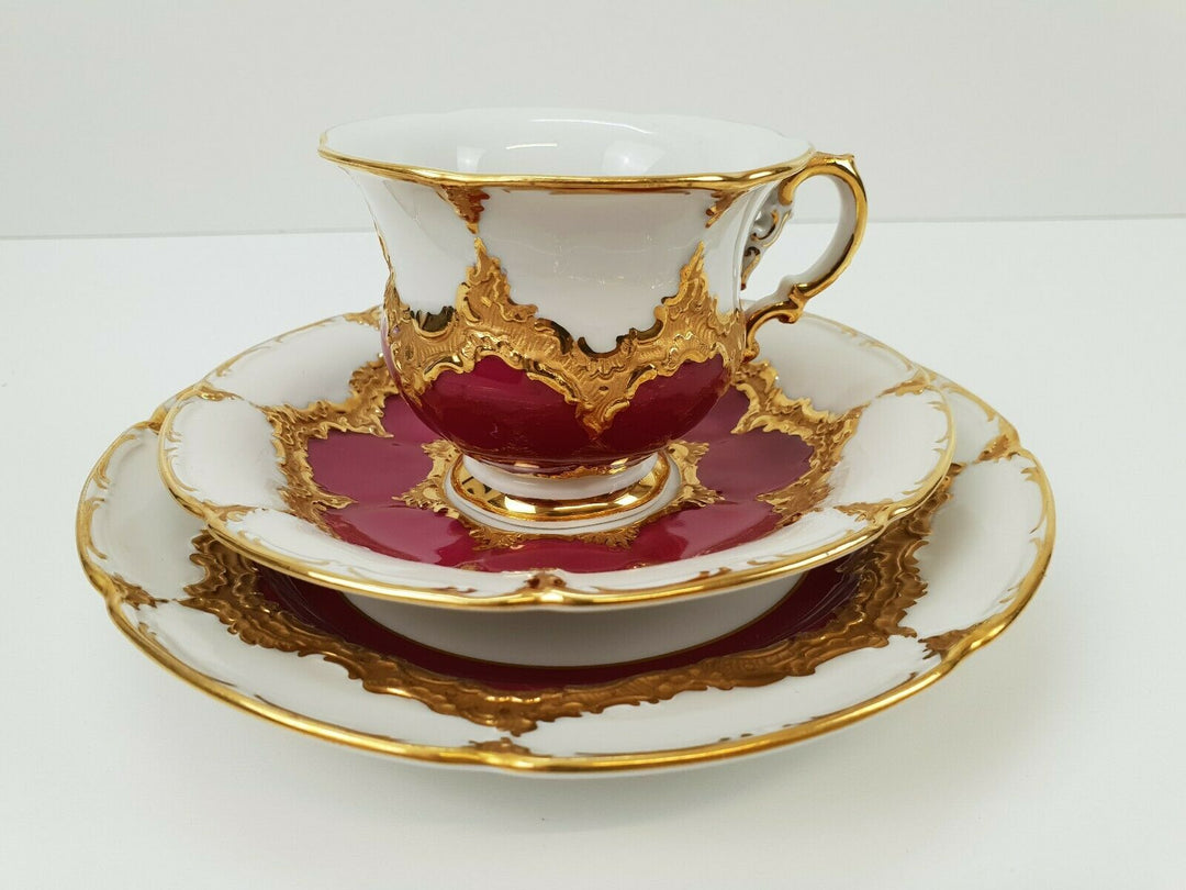 MEISSEN B-FORM PRUNK KAFFEEGEDECK KAFFEETASSE MIT GOLDRAND 1.WAHL