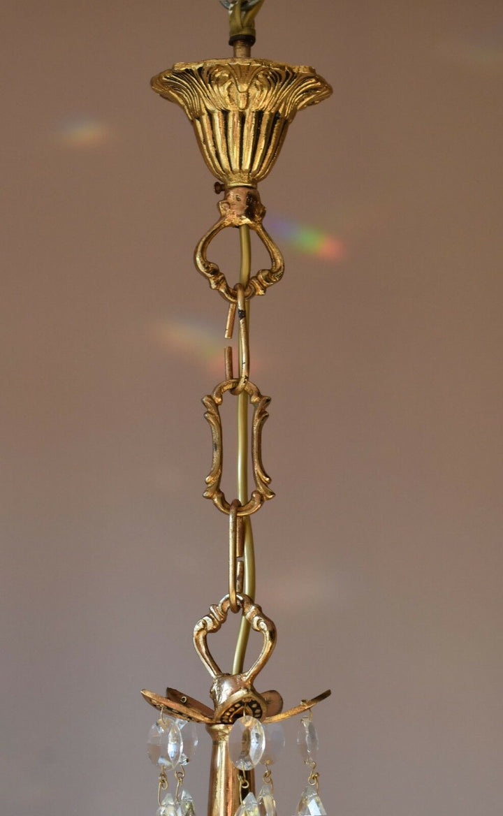 Brass Vintage Crystal Chandelier Antique Lighting Home Lights Lamp 10 arm French