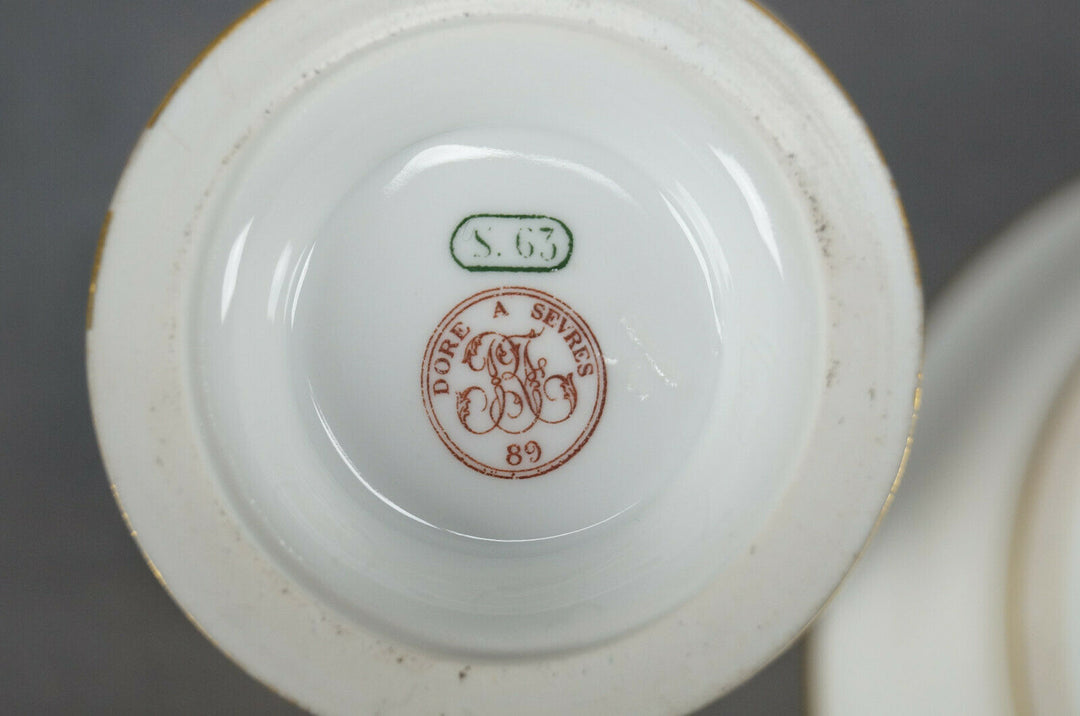 Sevres Hand Painted Courting Couple & Raised Gold Oversized Cup & Saucer C. 1889