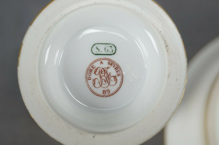 Sevres Hand Painted Courting Couple & Raised Gold Oversized Cup & Saucer C. 1889