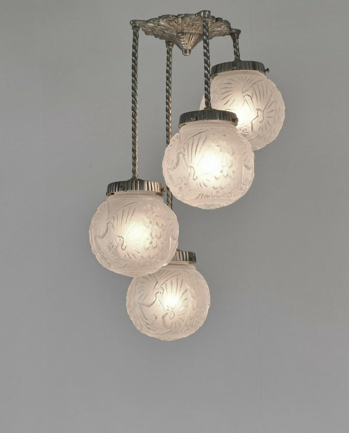 MULLER FRERES: FRENCH 1930 ART DECO CHANDELIER ...... lamp degue era France