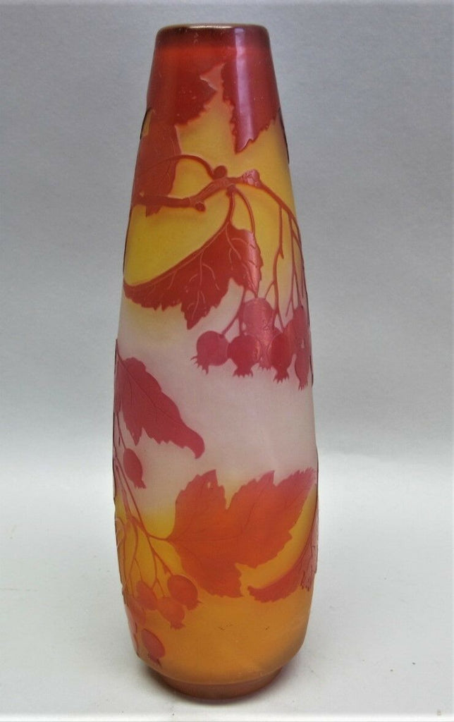 エミールガレ アールヌーヴォー期 赤すぐりガラス花瓶 1910年頃の作品 