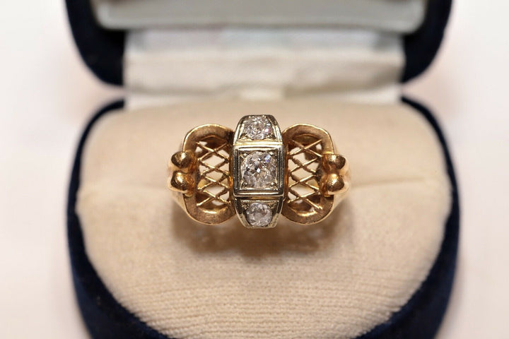 アンティーク 18K ナチュラルオールドカットダイヤモンドのヴィクトリアンリング