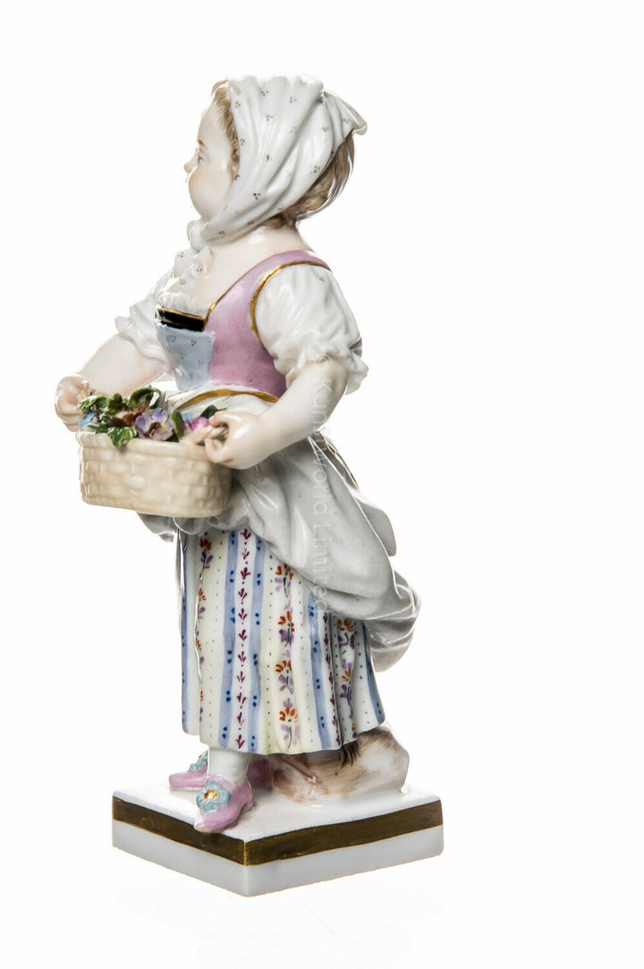 マイセン人形　花かごを持ったガーデニングの子供　1850-1924年頃