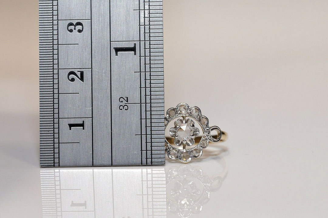 アンティーク オリジナル 14K アールデコ ナチュラルローズカットダイヤモンドのリング