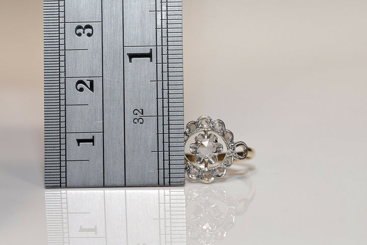 アンティーク オリジナル 14K アールデコ ナチュラルローズカットダイヤモンドのリング