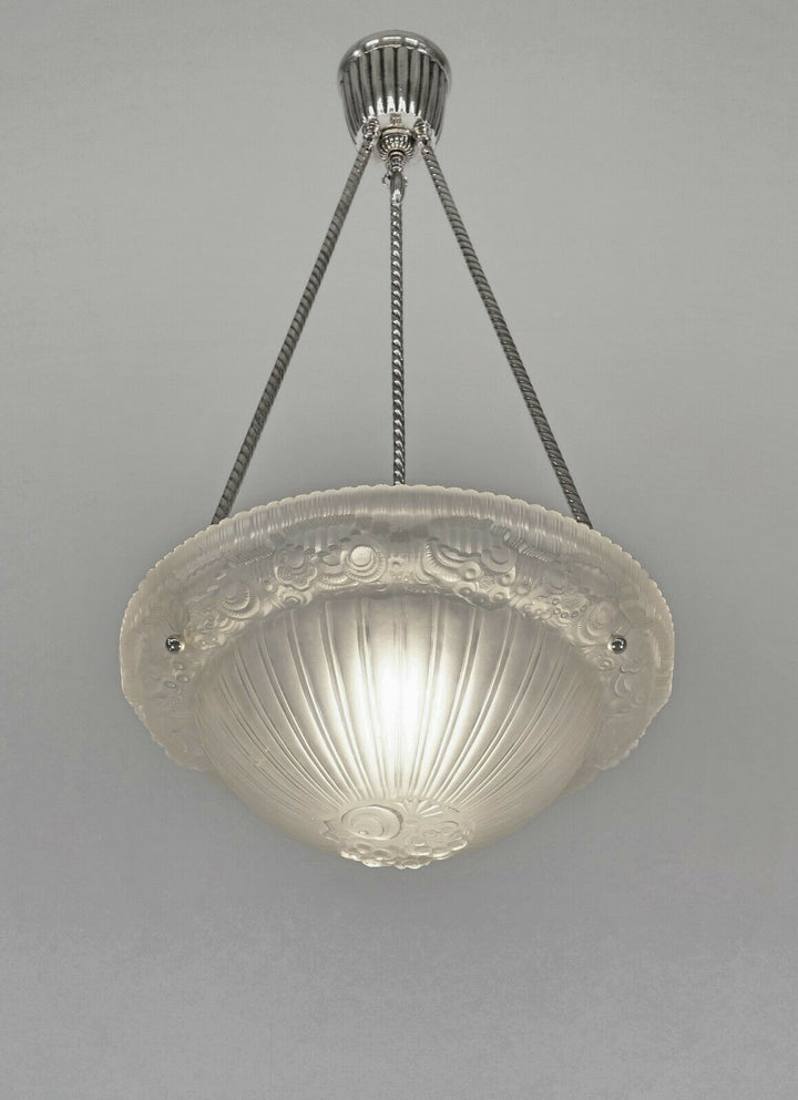 LELEU : FRENCH 1925 ART DECO CHANDELIER ......... 1930 pendant lamp lampe JEHEL