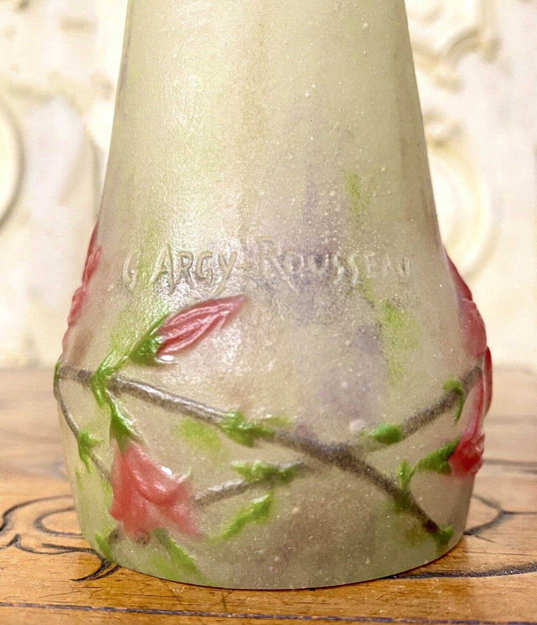 Gabriel Argy-Rousseau - Petit Vase En Pate De Verre, Decor De Fleurs Art Nouveau