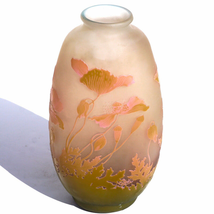 Emile Galle Art Nouveau Cameo Floral Vase