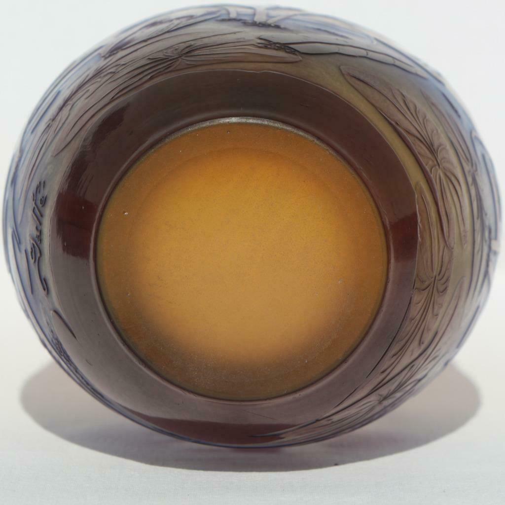 エミールガレ　フランス製　アンティーク　池　草　水　スイレン　蓮の花　ガラス花瓶