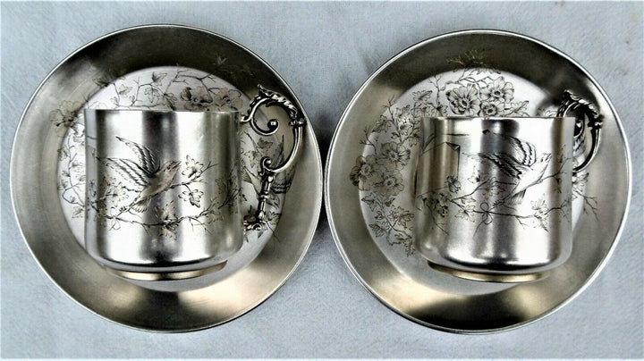 Poids:333 grs:Emile Puiforcat:Paire de tasses & soucoupe argent massif Minerve 1