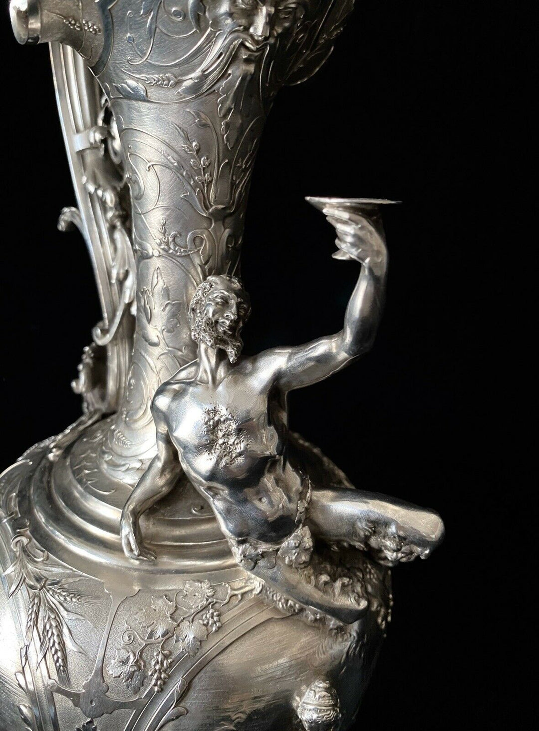 ODIOT UNIQUE FIGURAL EWER PARIS EXHIBITION 1878 TREASURE FRENCH STERLING SILVER