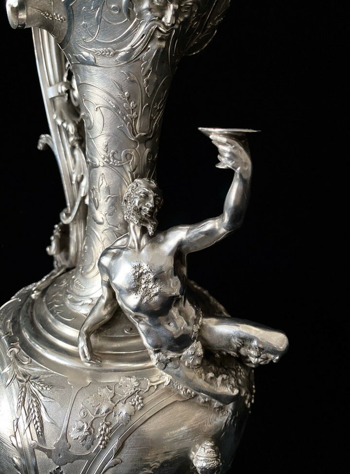 ODIOT UNIQUE FIGURAL EWER PARIS EXHIBITION 1878 TREASURE FRENCH STERLING SILVER