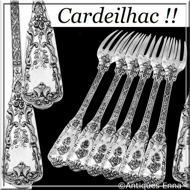 Cardeilhac French Sterling Silver Dinner Forks Set 6 Pc Neoclassical