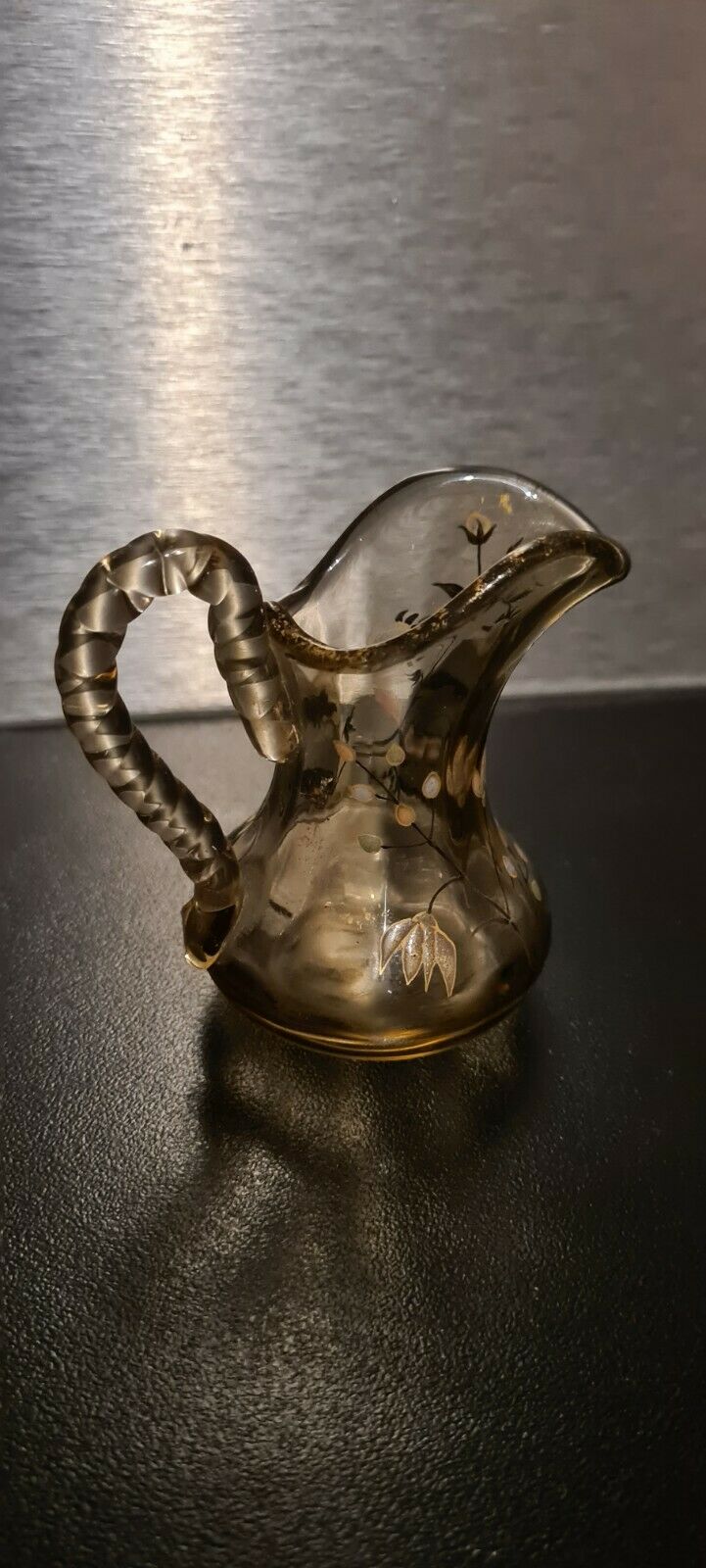 Rare Pichet Miniature Verre Émaillé Emile Gallé Nancy 1ere Periode Old vase 1900