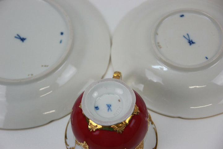MEISSEN B-FORM PRUNK KAFFEEGEDECK KAFFEETASSE MIT GOLDRAND 1.WAHL