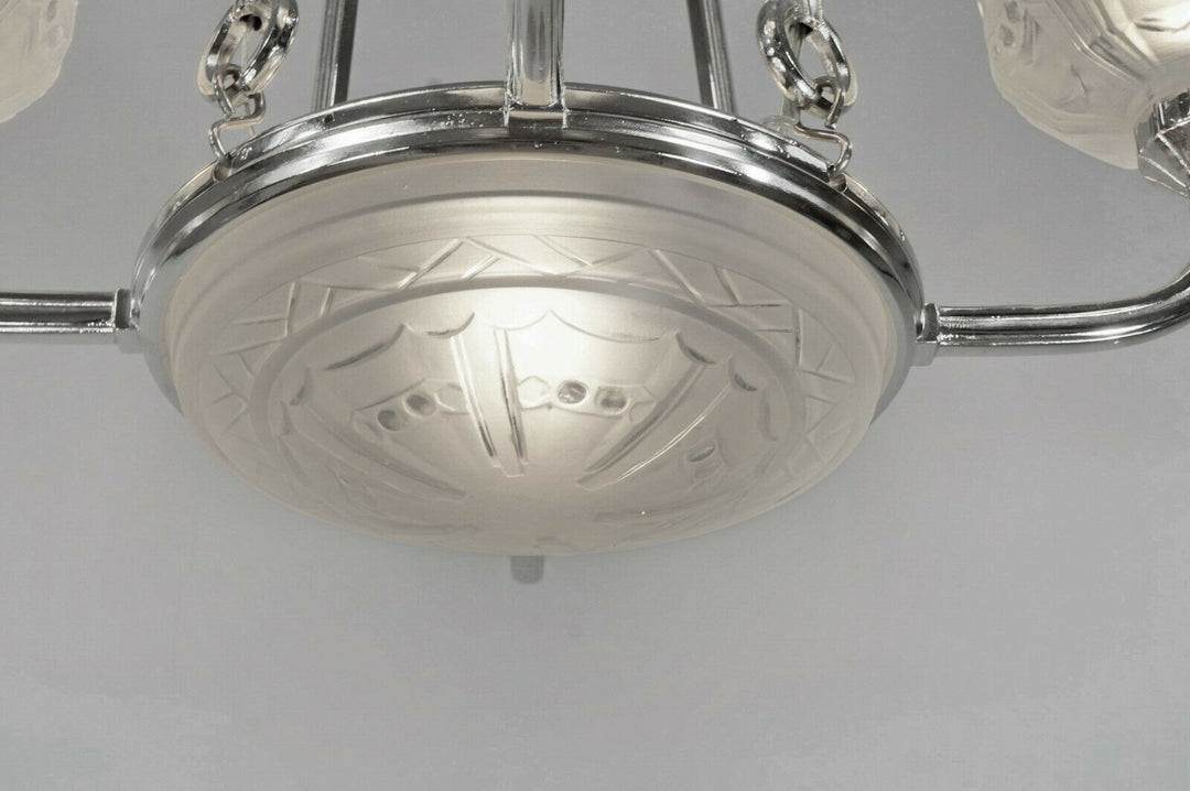 SABINO : FRENCH ART DECO CHANDELIER 1930 ... bronze lamp lustre lampe muller era