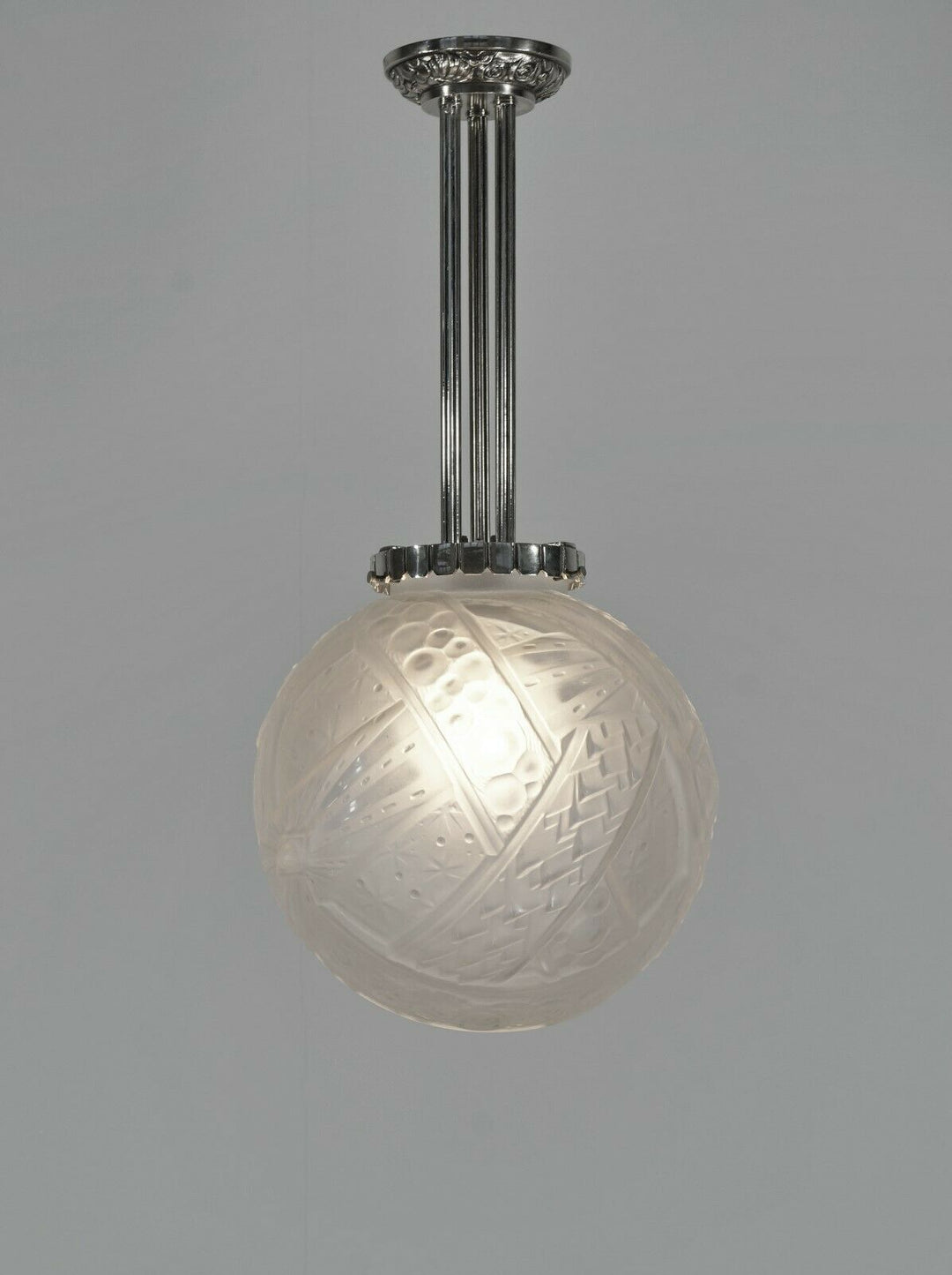 MULLER FRERES : 1930 FRENCH ART DECO PENDANT .. lamp chandelier France degué era