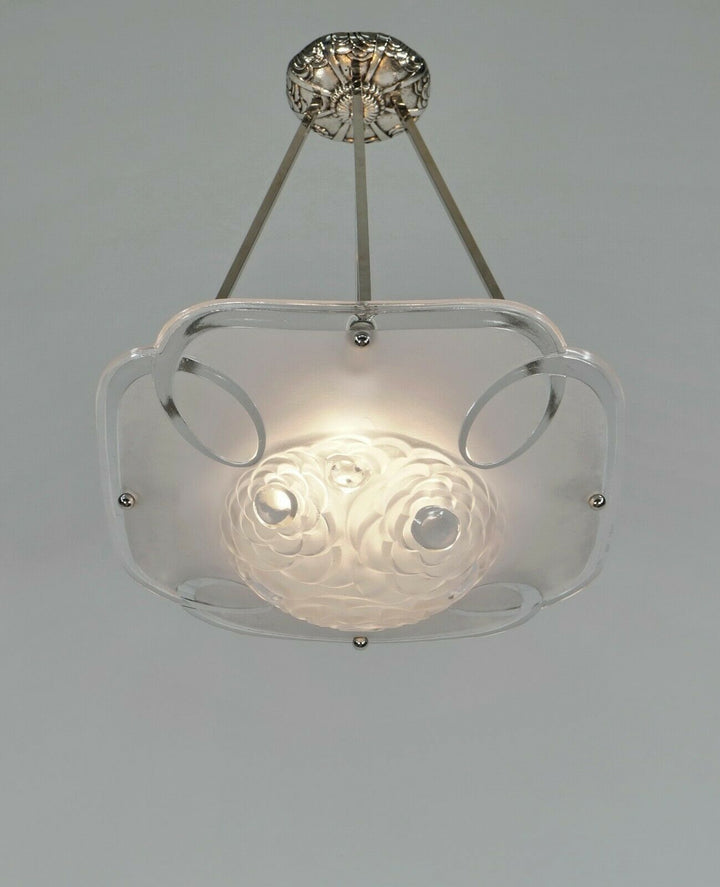 DEGUE : FRENCH 1930 ART DECO PENDANT ......... chandelier lamp muller era France