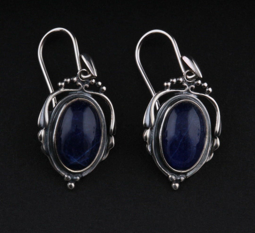GEORG JENSEN Sterling Silver Earrings of The Year 2017 w. Sodalite / Rockcrystal