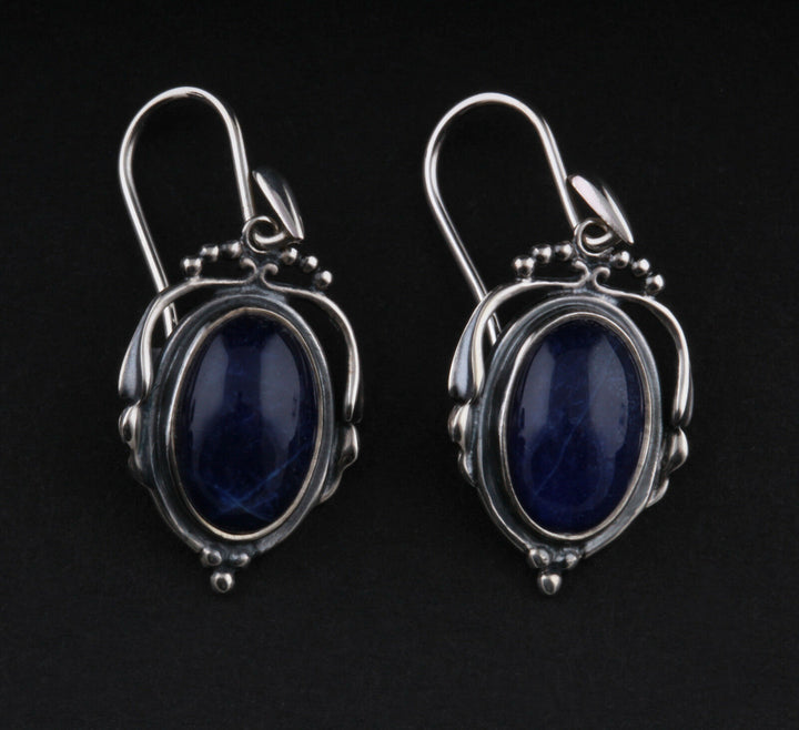 GEORG JENSEN Sterling Silver Earrings of The Year 2017 w. Sodalite / Rockcrystal