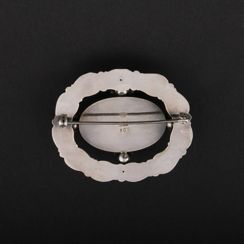 GEORG JENSEN Sterling Brooch #108 with Chalcedony. GJ Himself. VERY RARE!