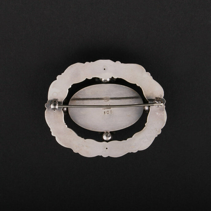 GEORG JENSEN Sterling Brooch #108 with Chalcedony. GJ Himself. VERY RARE!