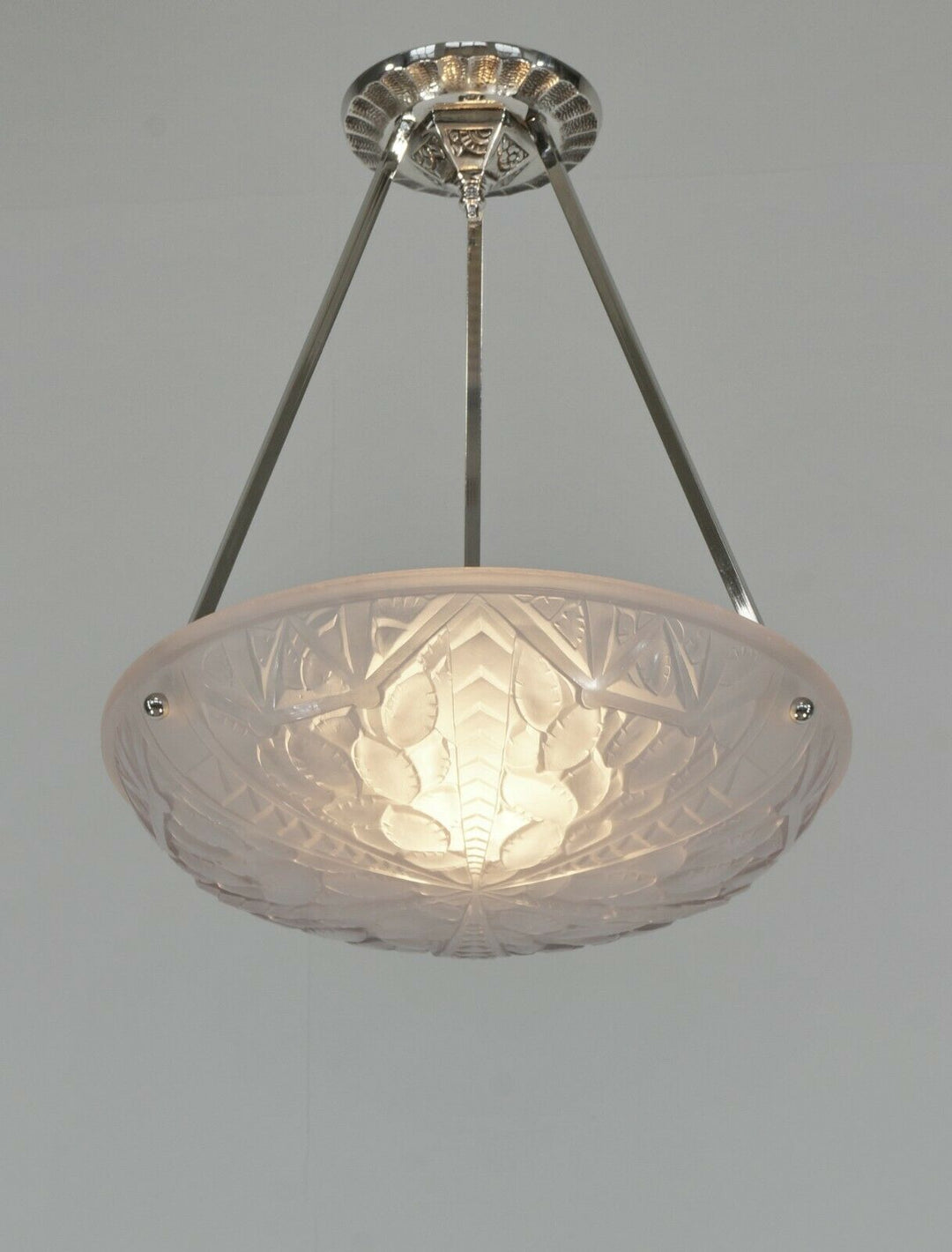 G.VIARMÉ : FRENCH 1930 ART DECO PENDANT chandelier lamp muller degue era France