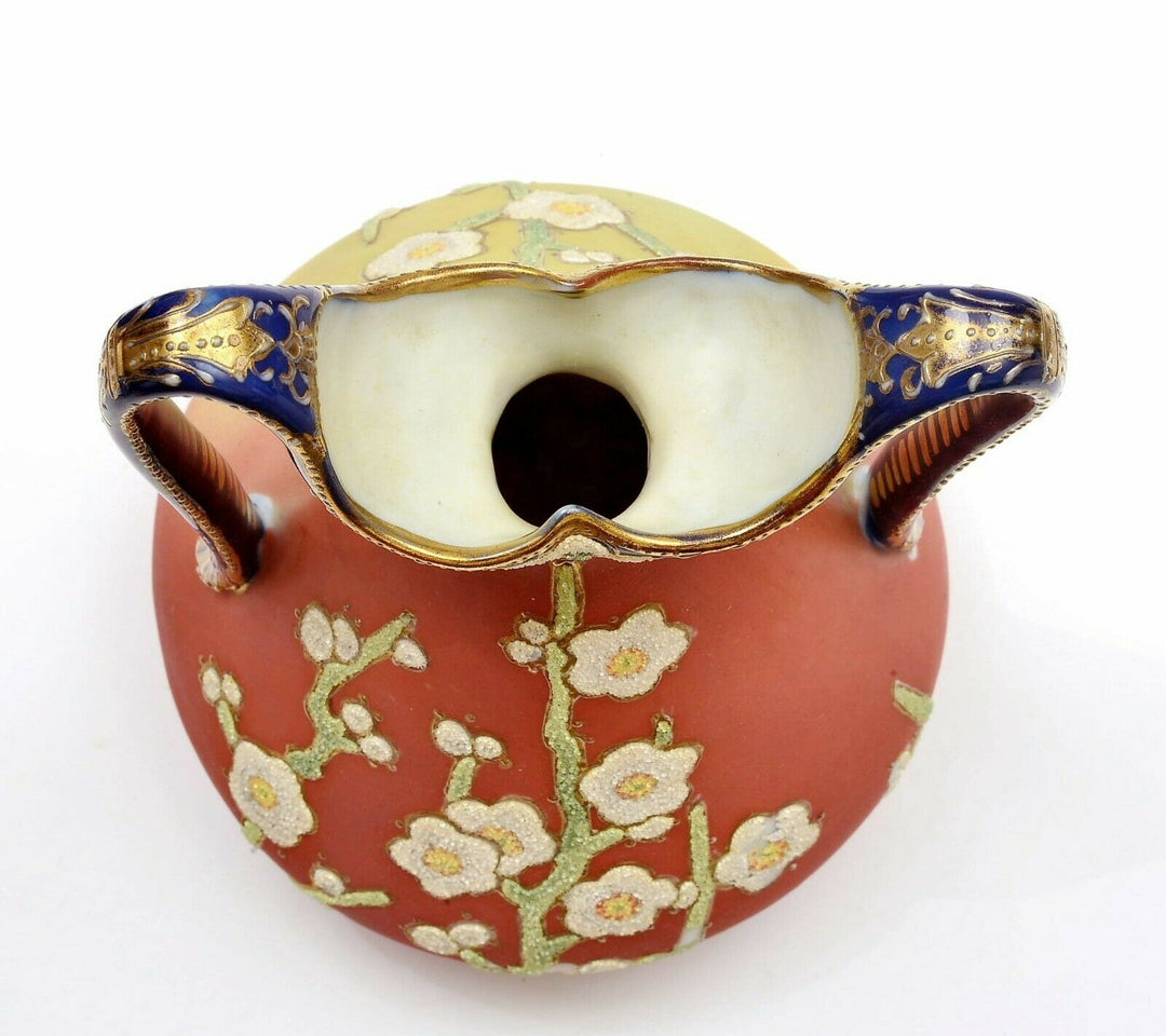 オールドノリタケ　コラレン　コーラルレッド　梅の花の花瓶