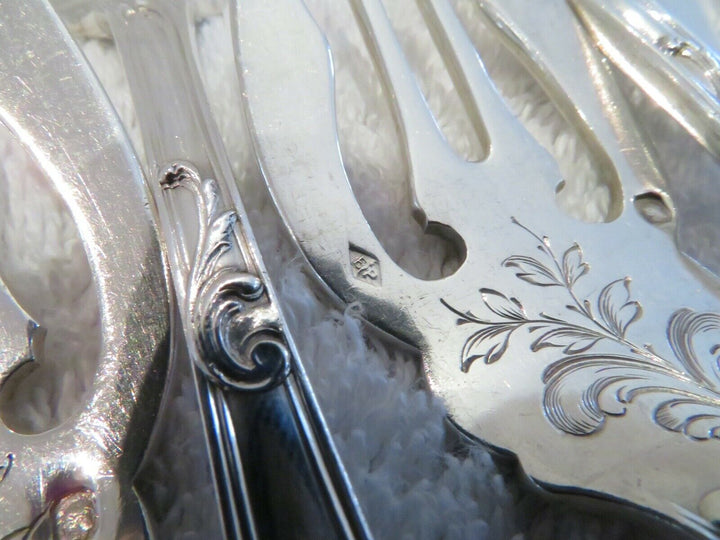 1900 french silver (minerve 950) 10 fish forks E Puiforcat french rococo st
