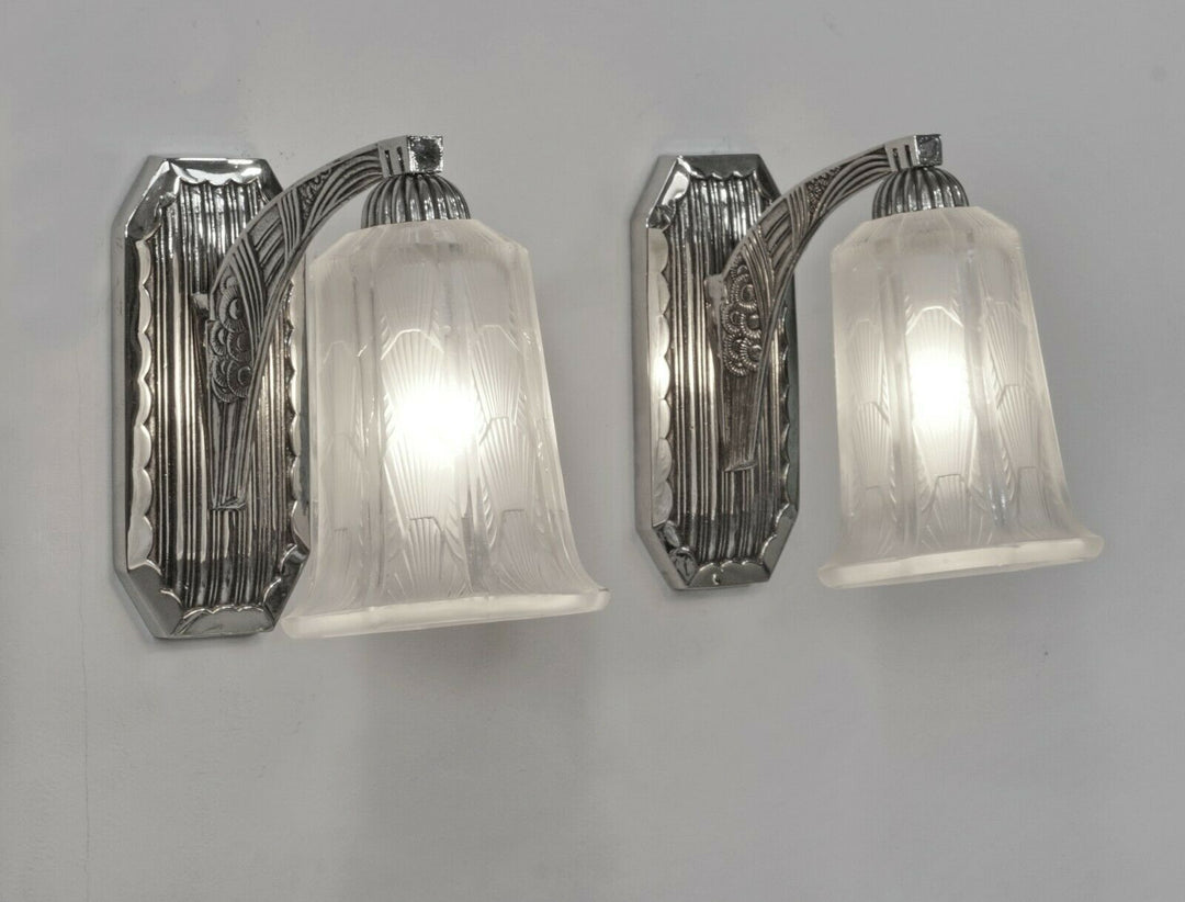HETTIER & VINCENT : pair of French 1930 art deco wall sconces ..... lamp France