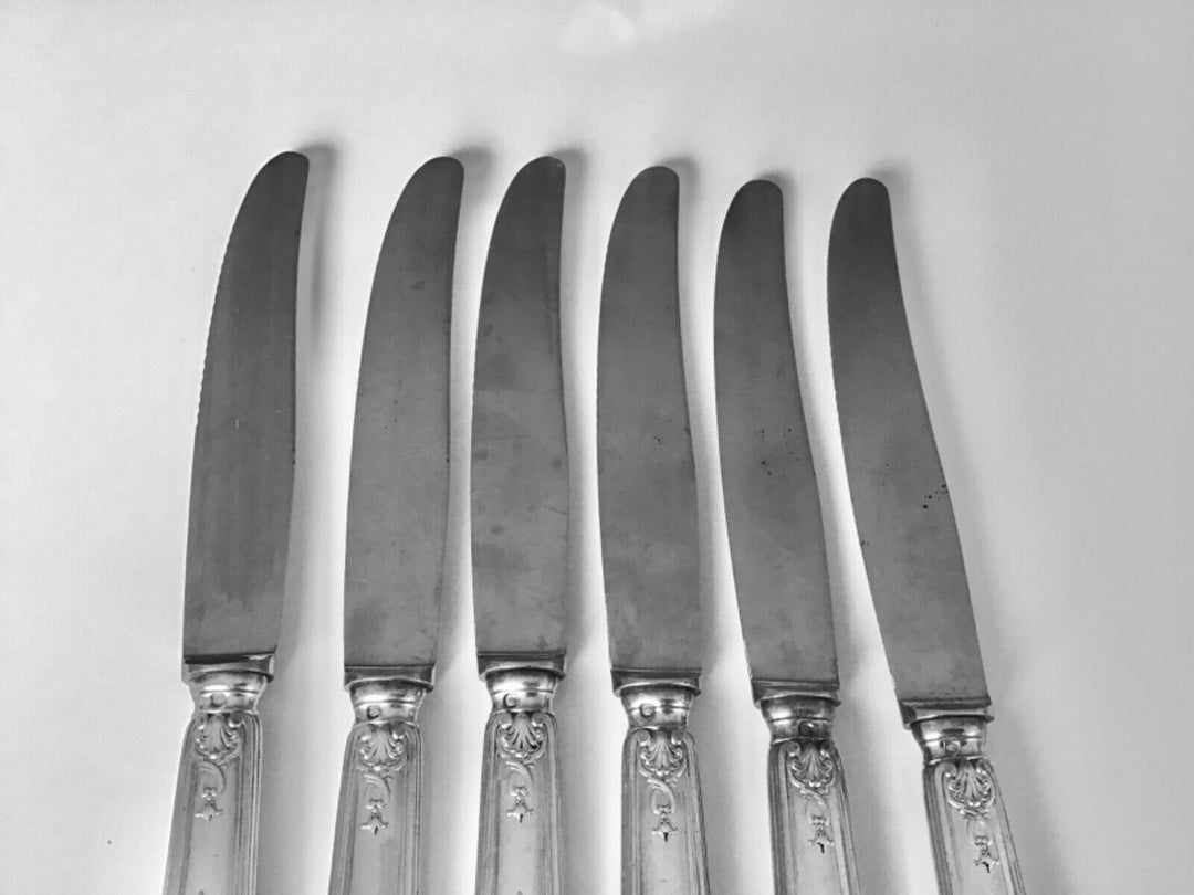 Puiforcat Moliere French solid 800 Silver Dinner meat knife 6/PS