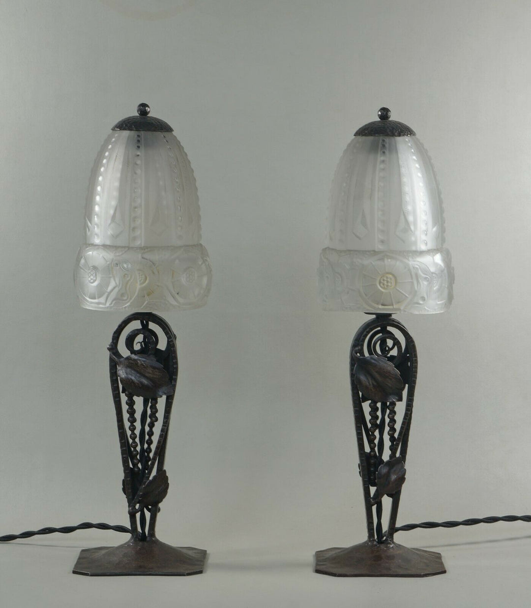 MULLER FRERES : pair FRENCH 1930 ART DECO LAMPS ..... lamp 1925 France degue era