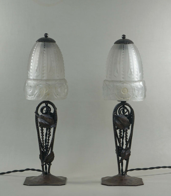 MULLER FRERES : pair FRENCH 1930 ART DECO LAMPS ..... lamp 1925 France degue era