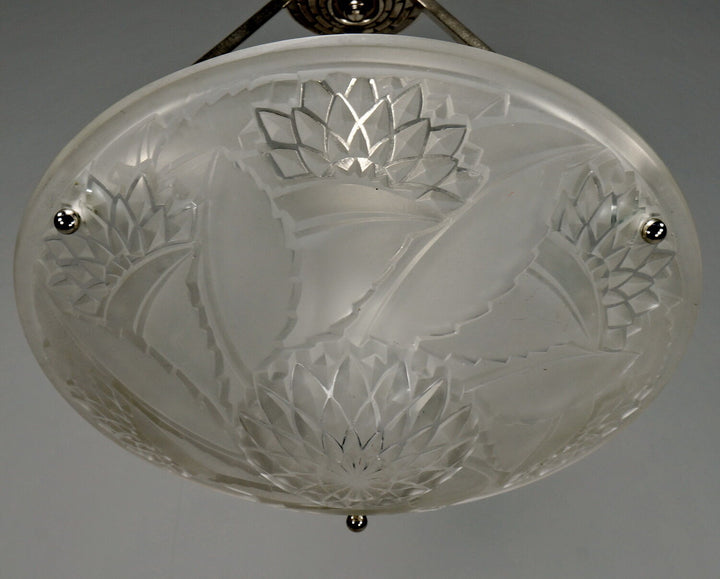VIARMÉ : FRENCH 1930 ART DECO PENDANT CHANDELIER ....... lustre lamp muller era