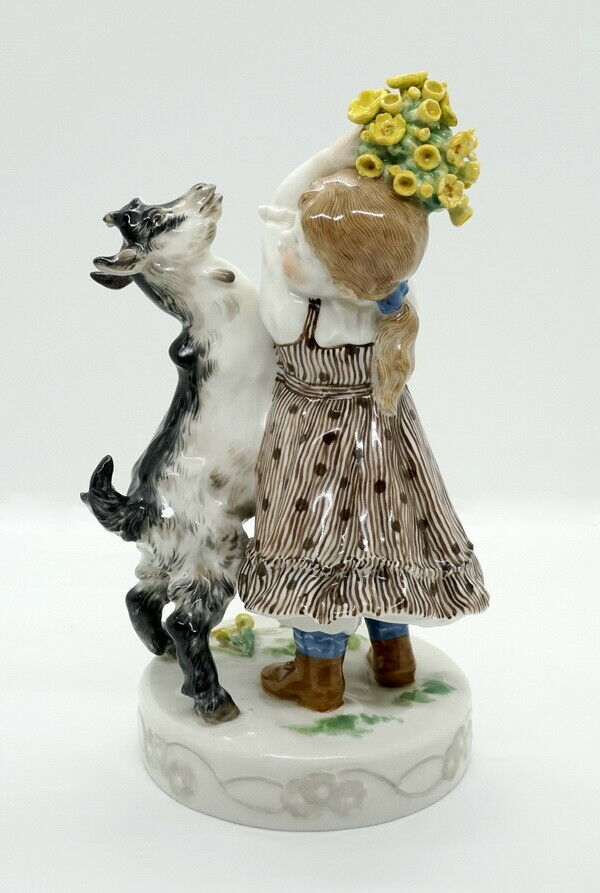 邁森 MEISSEN マイセン FIGUR MÄDCHEN MIT ZIEGE GIRL WITH GOAT E. HÖSEL NR: V114 UM 1910