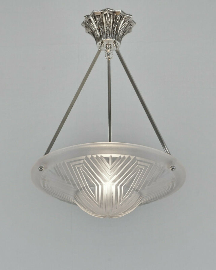 MAYNADIER : FRENCH 1930 ART DECO CHANDELIER ... lamp pendant muller era France