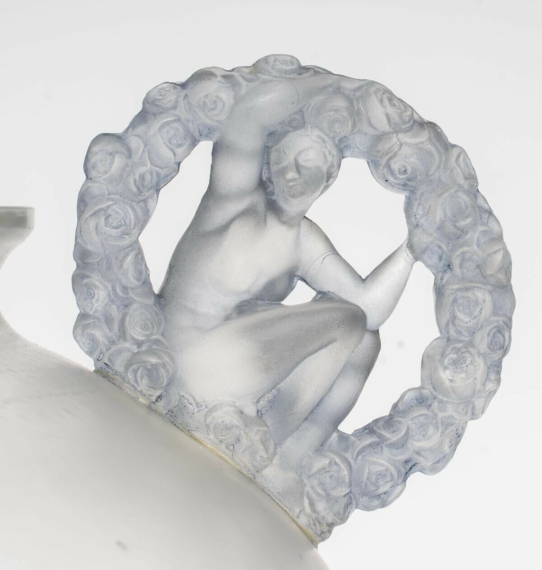 Vase Ronsard Patiné Bleu René Lalique R.Lalique Handled Blue Stained Glass